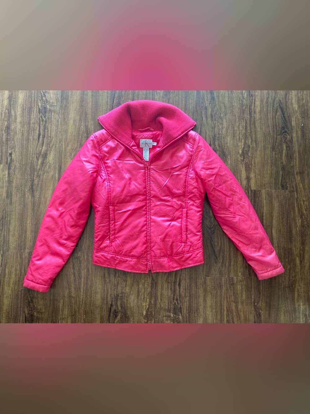 Calvin Klein Jeans Puffer Jacket Hot Pink Women’s Size Small Quilted